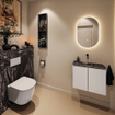 MONDIAZ TURE-DLUX Meuble toilette - 60cm - Linen - EDEN - vasque Lava - position centrale - sans trou de robinet SW1103852