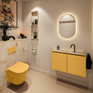 MONDIAZ TURE-DLUX Meuble toilette - 80cm - Ocher - EDEN - vasque Frappe - position centrale - 1 trou de robinet SW1102869