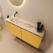 MONDIAZ TURE-DLUX Meuble de toilettes 100 cm Ocher. EDEN vasque Frappe position gauche. Sans trou de robinet. SW1102862