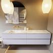 MONDIAZ VICA-DLUX Ensemble meuble de salle de bains - 200cm - meuble sous-vasque cale - 4 tiroirs - lavabo encastré cloud gauche - sans trous de robinetterie - version hauteur 60cm - glace SW1088410