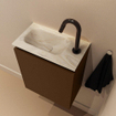 MONDIAZ TURE-DLUX meuble WC 40 cm Rust. EDEN lavabo Ostra position gauche. Avec 1 trou de robinet. SW1105075