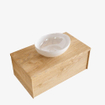 MONDIAZ LUSH Ensemble de meuble salle de bain - 80cm - 1 tiroir - lavabo BARCO - vasque centrale - 0 trous de robinet - chêne blanchi SW409512