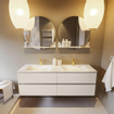 Mondiaz VICA-DLUX ensemble de meuble de salle de bain - 150cm - meuble sous-vasque lin - 4 tiroirs - lavabo encastrée cloud double - 2 trous de robinet - version haute de 60cm - glace SW1087743