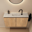 MONDIAZ TURE-DLUX Meuble toilette - 80cm - Washed Oak - EDEN - vasque Opalo - position centrale - 1 trou de robinet SW1126216