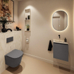 MONDIAZ TURE-DLUX Meuble toilette - 40cm - Dark Grey - EDEN - vasque Ostra - position centrale - sans trou de robinet SW1104786