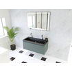 HR Matrix ensemble de meubles de salle de bain 3d 100cm 1 tiroir sans poignée avec bandeau de poignée couleur pétrole mat avec lavabo djazz 2 trous de robinetterie noir mat SW857064