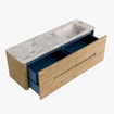Mondiaz CIRO-DLUX Ensemble de meubles de salle de bains - 150x45x50cm - lavabo solid surface Frappe - 1 bassin à droite - sans trous de robinet - 4 tiroirs - Chêne SW1530882