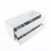 MONDIAZ VICA-DLUX Ensemble meuble de salle de bains - 120cm - meuble bas talc - 4 tiroirs - lavabo encastré cloud à droite - sans trous de robinet - version haute 60cm - opalo SW1088514