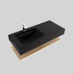 MONDIAZ ALAN 100cm - Ensemble meuble de salle de bains - tablette - chêne blanchi - lavabo suspendu - vasque gauche - 1 trou de robinet - urban SW408882