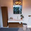 Mondiaz ALAN-DLUX Ensemble de meuble - 110cm - meuble Rust mat - 1 tiroir - Lavabo Cloud Opalo suspendu - vasque Droite - 1 trou de robinet SW806765