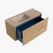 Mondiaz CIRO-DLUX Badkamermeubelset - 110x45x50cm - Solid surface wastafel Saba - 1 wasbak Links - zonder kraangaten - 2 lades - Oak SW1531171
