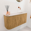 Mondiaz JOYA-DLUX 81.6cm toiletmeubel - ronding links kleur Oak - Wastafel FAYE positie Rechts Zonder kraangat kleur Meli. SW1423964