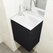 MONDIAZ OLAN Kit lave-mains - 40x30x40cm - 1 trou de robinet - 1 tiroir - urban mat - lavabo à droite - Solid Surface Blanc SW473209
