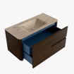 Mondiaz CIRO-DLUX Meuble de salle de bains - 100x45x50cm - Plan vasque solid surface Arena - 1 vasque centrale - 1 trou de robinet - 2 tiroirs - Noyer SW1530449