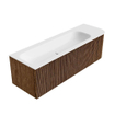 MONDIAZ KURVE 145cm Meuble salle de bain avec module 25 D - couleur Walnut - 1 tiroir - 1 porte - vasque BIG LARGE gauche - 1 trou de robinet - Talc SW1138296