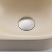 QeramiQ Fuente Ensemble de Lavabo - 40x21.5x12cm - lisse - demi-rond - sans trou pour robinet - céramique - ensemble de robinet en acier inoxydable brossé - bouchon de vidange - siphon réduit - beige SW1233101
