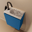 MONDIAZ TURE-DLUX Meuble toilette - 40cm - Jeans - EDEN - vasque Glace - position droite - 1 trou de robinet SW1103336