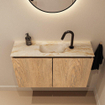 MONDIAZ TURE-DLUX Meuble toilette - 80cm - Washed Oak - EDEN - vasque Frappe - position centrale - 1 trou de robinet SW1103053