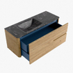 Mondiaz CIRO-DLUX Meuble de salle de bains - 120x45x50cm - lavabo solid surface Lava - 1 vasque à gauche - sans trous de robinet - 2 tiroirs - Chêne SW1531091