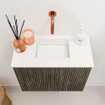 Mondiaz JOYA 50cm meuble de toilette - couleur Shadow - Vasque FAYE position Milieu Sans trou de robinet couleur Talc SW1421389