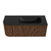 MONDIAZ KURVE 115cm Meuble salle de bain avec module 25 G - couleur Walnut - 1 tiroir - 1 porte - vasque BIG SMALL droite - sans trous de robinet - Urban SW1138467