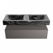 Mondiaz ALAN-DLUX Ensemble de meuble - 120cm - meuble Dark grey mat - 1 tiroir - Lavabo Cloud Lava suspendu - vasque gauche et droite - 2 trous de robinet SW808197