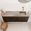 Mondiaz JOYA-DLUX Meuble de toilette 101,6cm - arrondi gauche couleur Noyer - Vasque FAYE position Droite Sans trou de robinet couleur Oza SW1424607