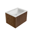 MONDIAZ KURVE-DLUX 60cm Meuble salle de bain - couleur Walnut - 1 tiroir - vasque CLOUD centre - sans trou de robinet - couleur Opalo SW1137598