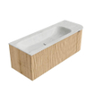 MONDIAZ KURVE-DLUX meuble de salle de bains 125cm avec module 25 R couleur chêne avec 1 tiroir et 1 porte. Lavabo BIG MEDIUM gauche 1 trou de robinet couleur Opalo. SW1137560