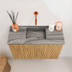 Mondiaz JOYA-DLUX 60cm toiletmeubel - kleur Oak - Wastafel FAYE positie Midden Zonder kraangat kleur Sombra. SW1424224