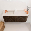Mondiaz JOYA-DLUX 81.6cm toiletmeubel - ronding rechts kleur Walnut - Wastafel FAYE positie Links 1 kraangat kleur Meli. SW1424430