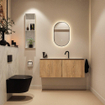 MONDIAZ TURE-DLUX Meuble toilette - 120cm - Washed Oak - EDEN - vasque Opalo - position centrale - 1 trou de robinet SW1104635