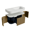 MONDIAZ THOR-DLUX 100cm meuble de salle de bains arrondi gauche + droite couleur Dusk avec 1 tiroir et 2 portes. Vasque suspendue CLOUD Droite 1 trou de robinet couleur Opalo. SW1467342
