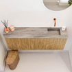 Mondiaz JOYA-DLUX 111.6cm toiletmeubel - ronding links kleur Oak - Wastafel FAYE positie Rechts Zonder kraangat kleur Oza. SW1424134