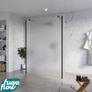 FugaFlow Eccelente Vetro Douche à l'italienne - 140x200cm - verre satiné - anticalcaire - verre de sécurité 8mm - 2 parois latérales 30cm - avec bras muraux et profilés d'angle - Noir mat SW1125447
