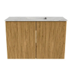Mondiaz JOYA-DLUX 60cm meuble de toilette - couleur Chêne - Vasque FAYE position Milieu Sans trou de robinet couleur Glace SW1421947
