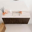 Mondiaz JOYA-DLUX 80cm toiletmeubel - kleur Walnut - Wastafel FAYE positie Midden 1 kraangat kleur Nata. SW1424489