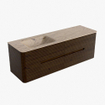 Mondiaz CIRO-DLUX Meuble de salle de bains - 150x45x50cm - Plan vasque solid surface Arena - 1 lavabo à gauche - sans trous de robinetterie - 4 tiroirs - Noyer SW1530437