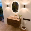 Mondiaz CIRO-DLUX Meuble de salle de bains - 90x45x50cm - Lavabo en solid surface Arena - 1 vasque au milieu - sans trous de robinet - 2 tiroirs - Dusk SW1533083