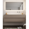 Mondiaz VICA ensemble de meuble de salle de bain - 150cm - meuble sous-vasque fumée - 2 tiroirs - lavabo lune droite - sans trou de robinet version XL 60cm de haut SW1089760