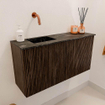 Mondiaz JOYA-DLUX 80cm toiletmeubel - kleur Walnut - Wastafel FAYE positie Links Zonder kraangat kleur Lava. SW1422430