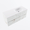 Mondiaz VICA ensemble de meuble de salle de bain - 110cm - meuble sous vasque carrara - 2 tiroirs - lavabo moon droite - sans trous de robinet - version haute de 60cm - talc SW1083460