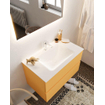 MONDIAZ VICA Ensemble de meuble salle de bain - 80cm - 2 tiroirs - lavabo Cloud central - 1 trou de robinet - solid surface ocre SW411088