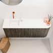 Mondiaz JOYA 101.6cm toiletmeubel - ronding rechts kleur Shadow - Wastafel FAYE positie Links Zonder kraangat kleur Talc. SW1421452