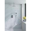 Fortifura Calvi Ensemble de douche pluie encastrable - thermostatique - bras plafond - pommeau 25cm - douchette ronde - Inox brossé SW1130236