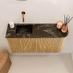 Mondiaz JOYA-DLUX 81.6cm toiletmeubel - ronding rechts kleur Oak - Wastafel FAYE positie Links Zonder kraangat kleur Lava. SW1422057