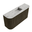 Mondiaz JOYA-DLUX 83.2cm meuble de salle de bains - arrondis gauche et droite couleur Shadow - Vasque FAYE position Milieu 1 trou de robinet couleur Glace. SW1422800