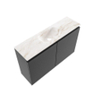 MONDIAZ TURE-DLUX Meuble de toilette 80cm Dark Grey. EDEN lavabo Frappe position milieu. Sans trou de robinet. SW1102763