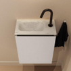 MONDIAZ TURE-DLUX Meuble toilette - 40cm - Linen - EDEN - vasque Opalo - position gauche - 1 trou de robinet SW1104393