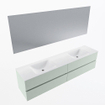 Mondiaz VICA ensemble de meuble de salle de bain - 200cm - meuble sous-vasque greey - 4 tiroirs - lavabo cloud double - sans trous de robinet - couleur talc - miroir LED - version XL 60cm de haut SW1095502